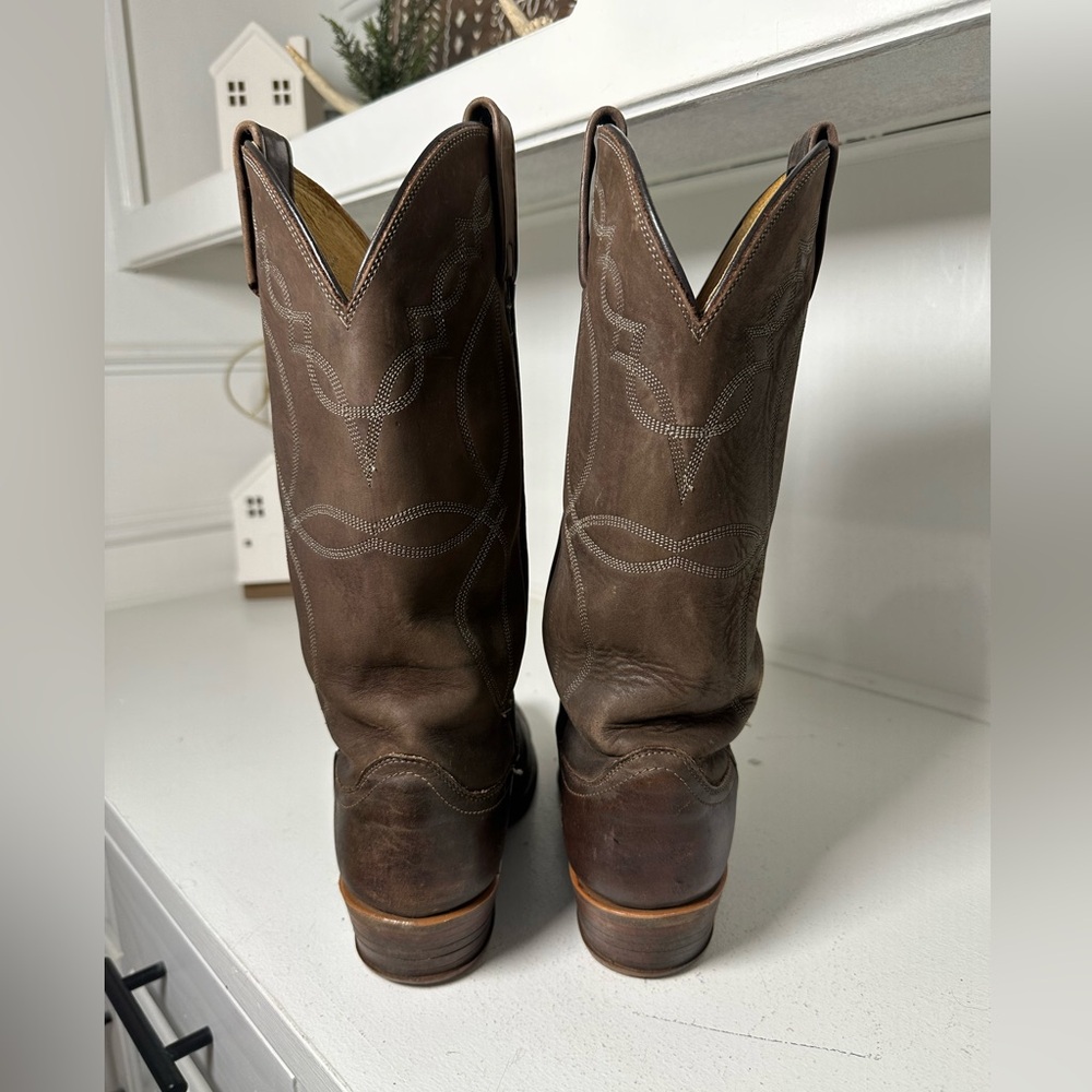 Vintage Dan Post Cowboy Boots Brown Leather Western Boot Mens 8D Wmn 9.5 Classic - Picture 6 of 10